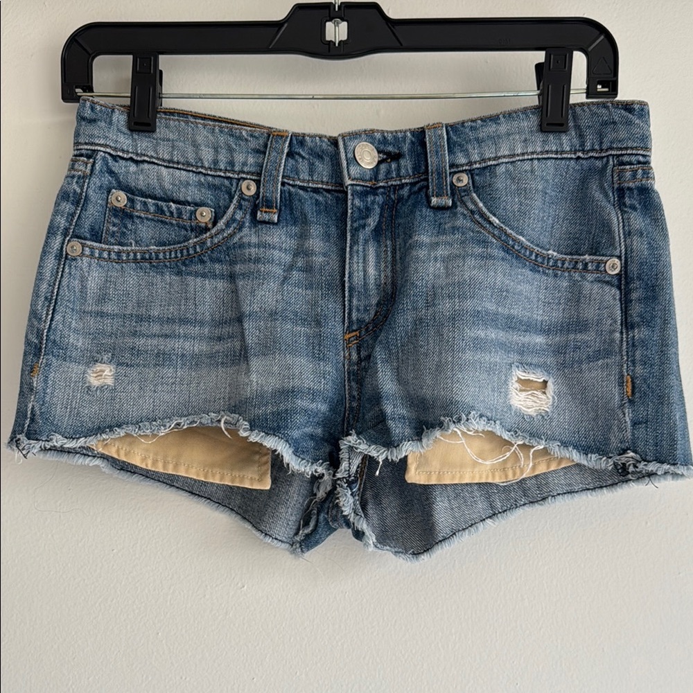 rag & bone daisy duke Blue Jean Shorts Distressed Frayed Hem